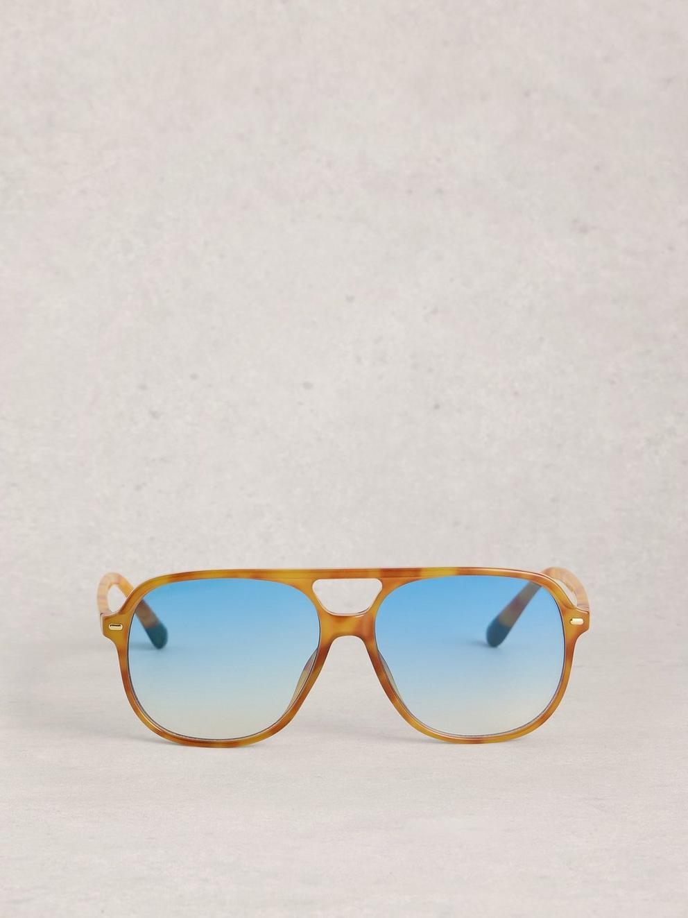 Aviator Print Sunglasses in LIGHT TAN - FLAT BACK