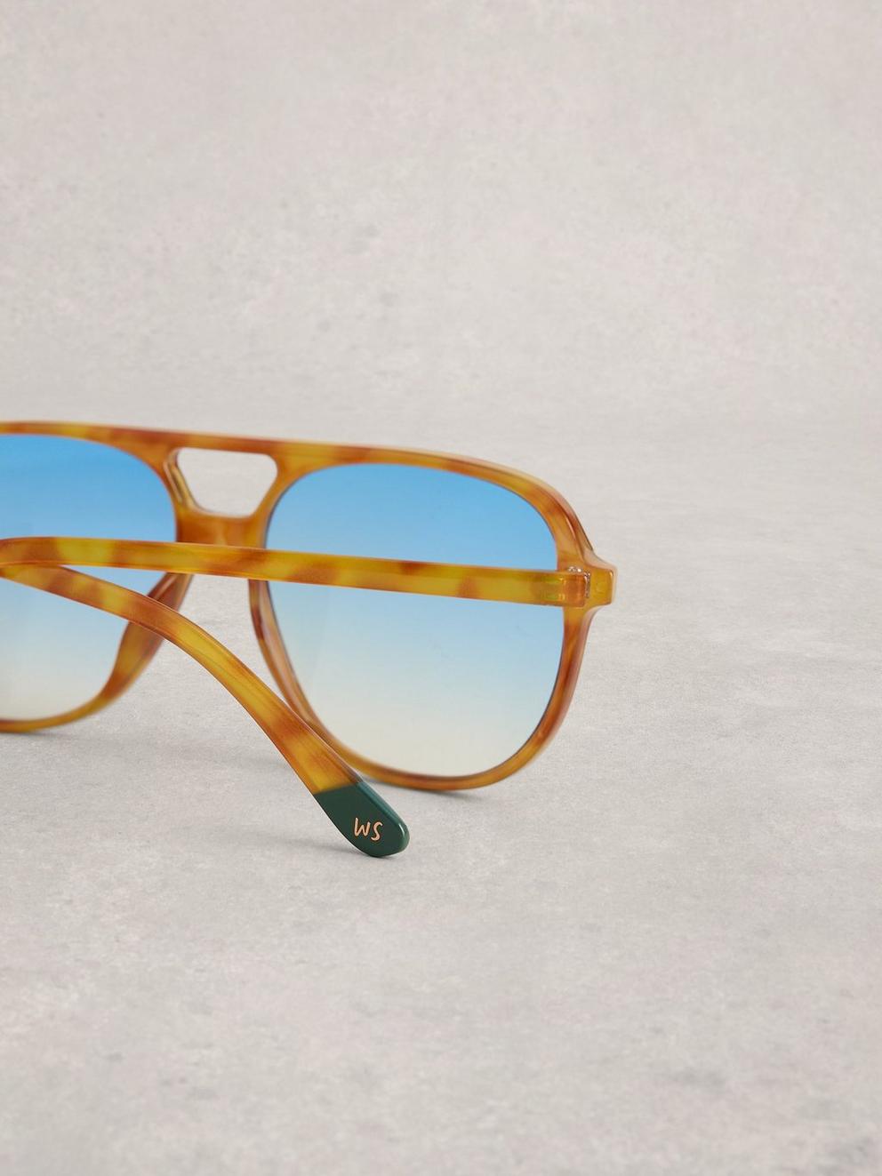 Aviator Print Sunglasses in LIGHT TAN - FLAT DETAIL