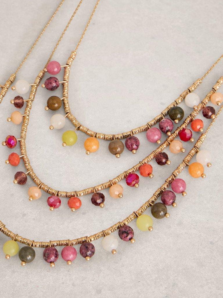 Sarah Semi Precious Necklace in CORAL MLT - FLAT DETAIL