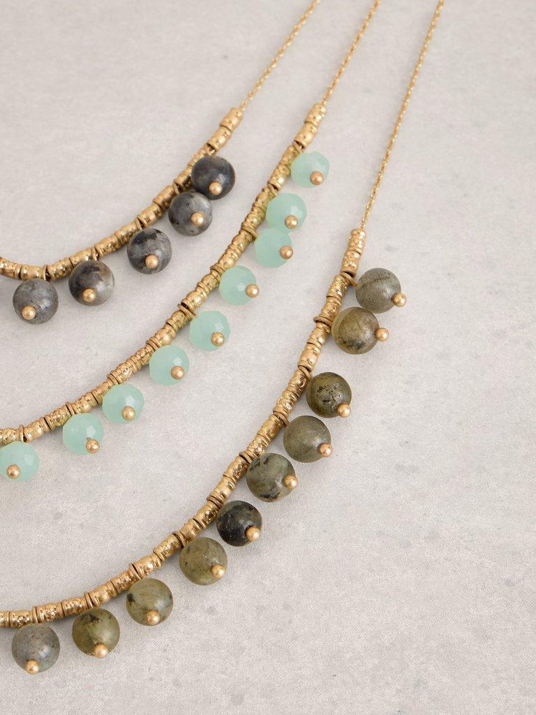 Sarah Semi Precious Necklace in TEAL MLT - FLAT DETAIL