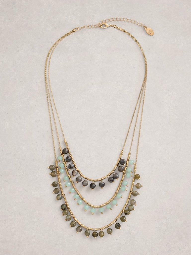 Sarah Semi Precious Necklace in TEAL MLT - FLAT FRONT