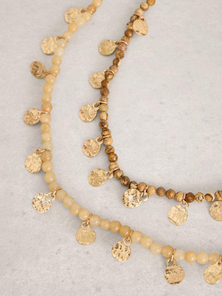 Ella Multi-layer Disc Necklace in NAT MLT - FLAT DETAIL