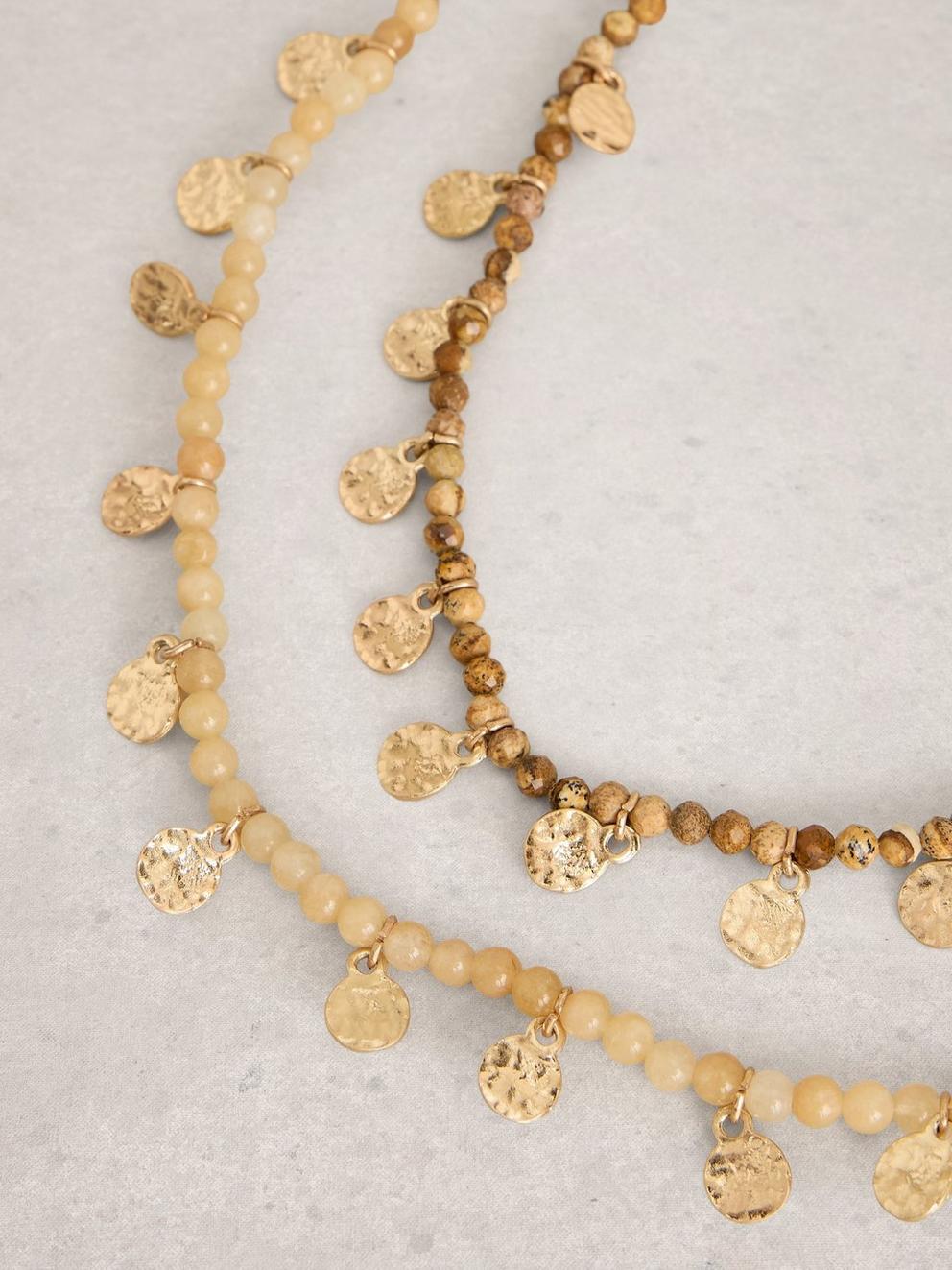 Ella Multi-layer Disc Necklace in NAT MLT - FLAT DETAIL