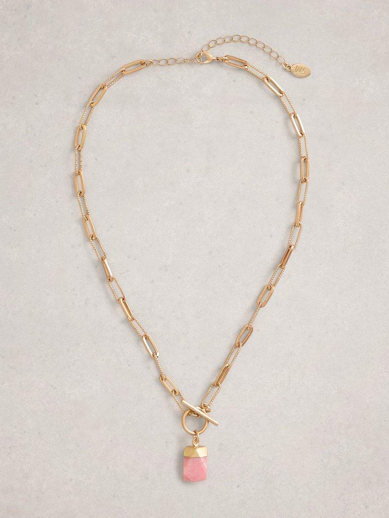 Penny SemiPrecious Necklace  in MID PINK - FLAT FRONT
