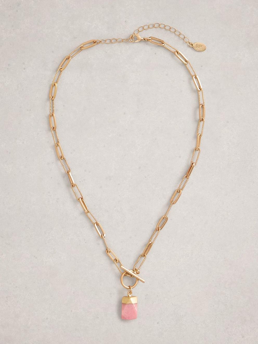 Penny SemiPrecious Necklace  in MID PINK - FLAT FRONT