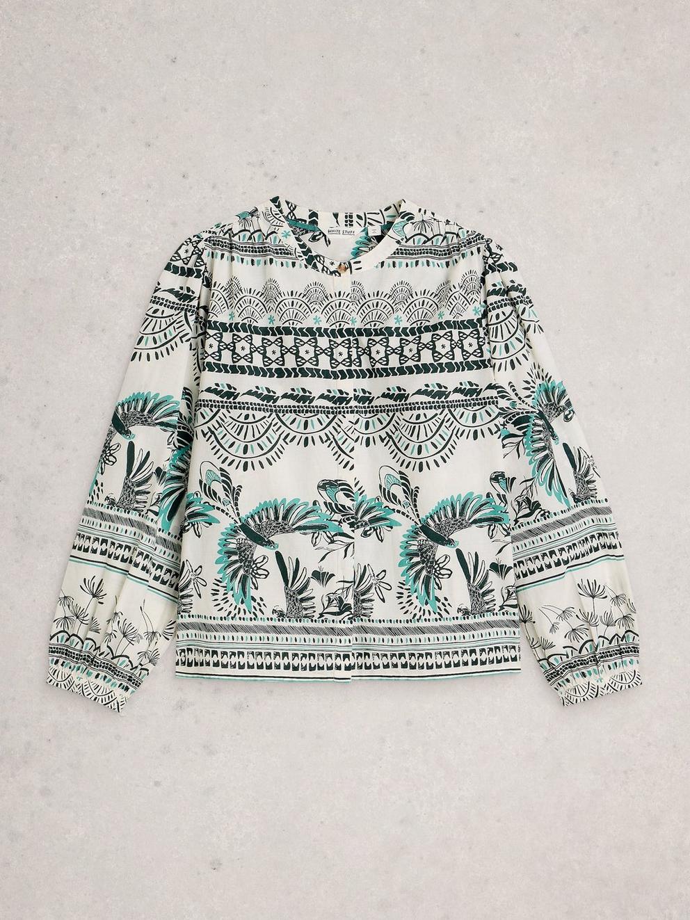 Lana Organic Cotton Print Top in IVORY MLT - FLAT FRONT