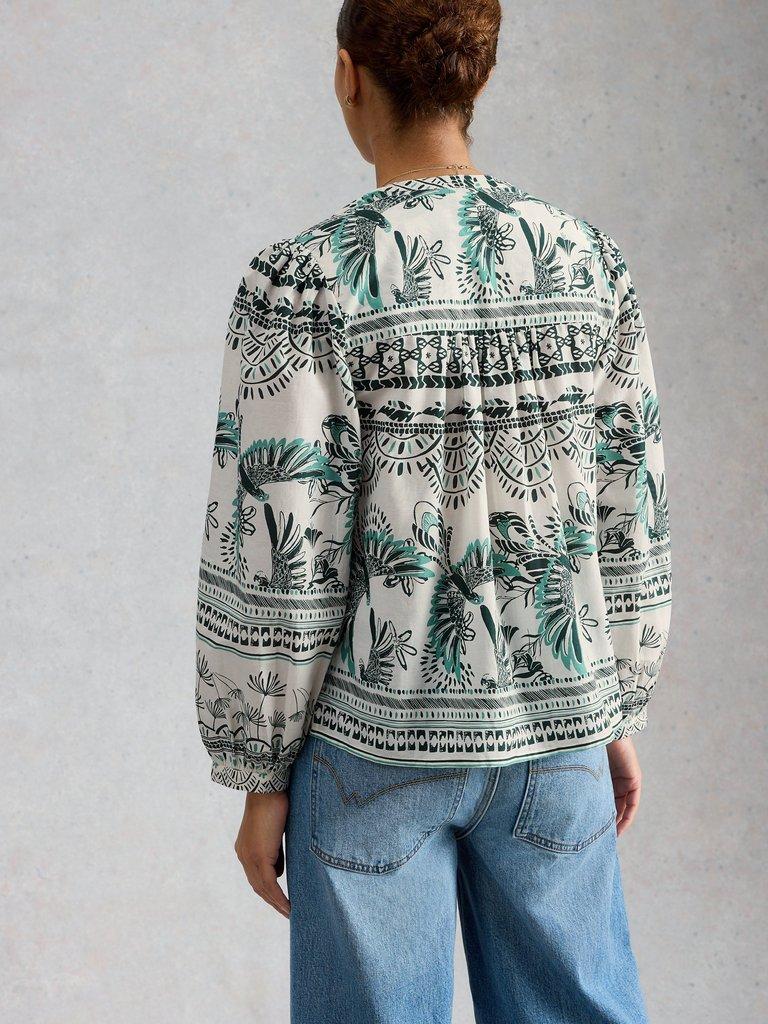 Lana Organic Cotton Print Top in IVORY MLT - MODEL BACK