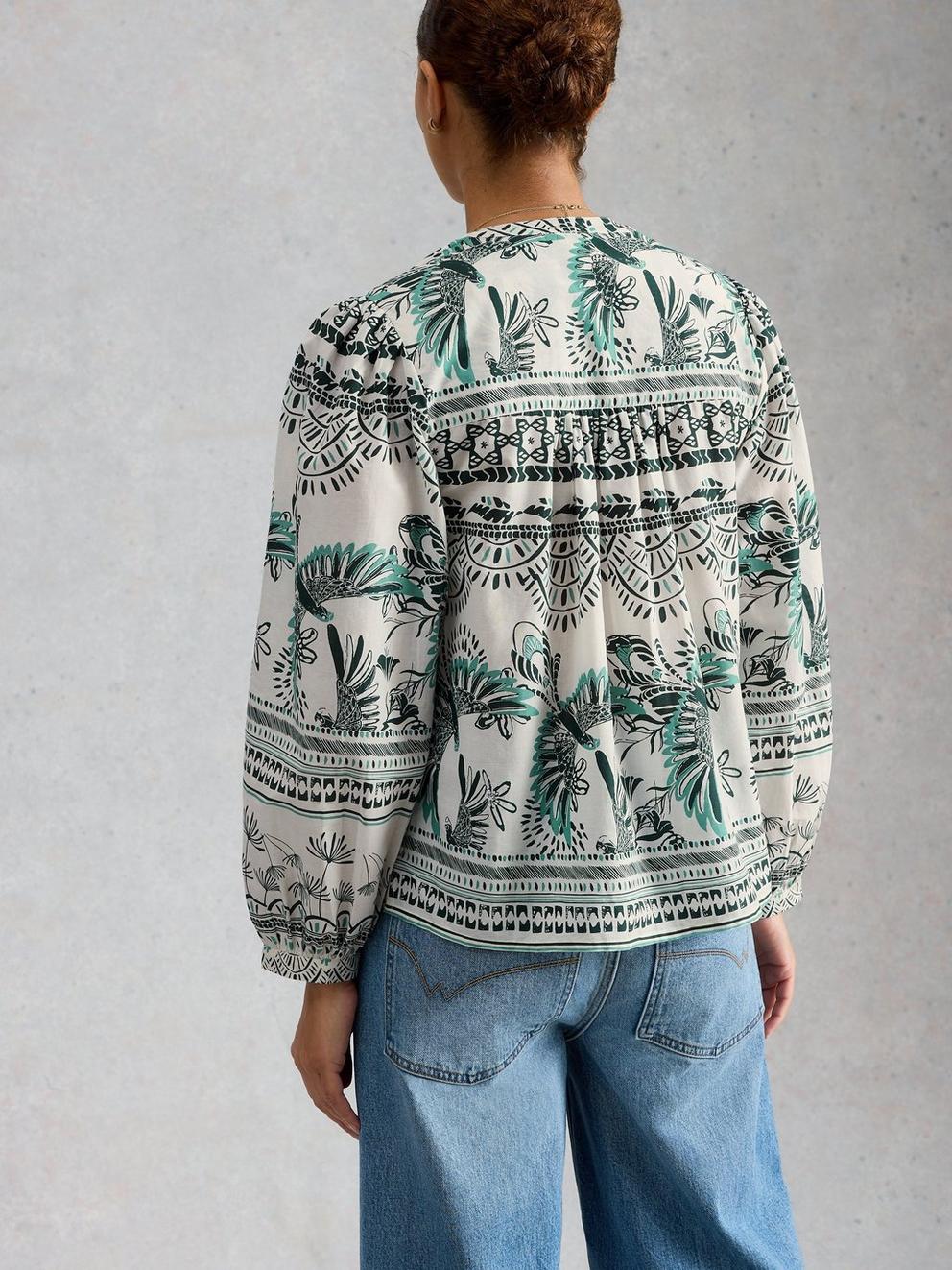 Lana Organic Cotton Print Top in IVORY MLT - MODEL BACK
