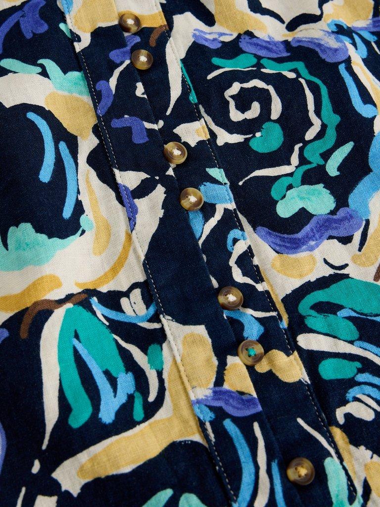 Fern Linen Top in NAVY MULTI - FLAT DETAIL