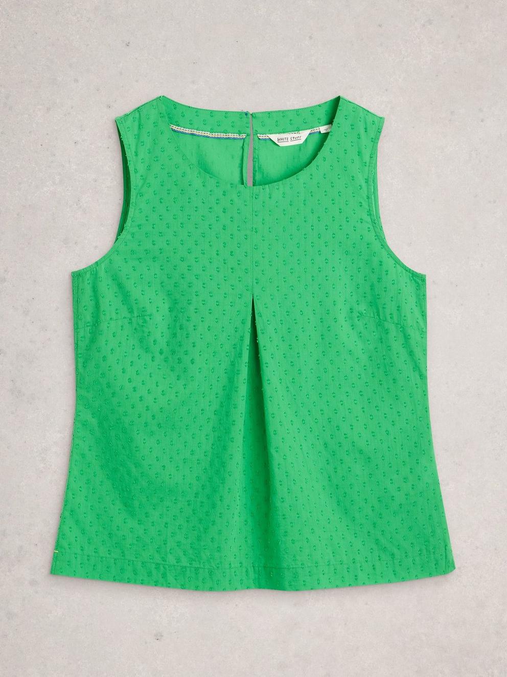 Paradise Organic Cotton Vest in BRT GREEN - FLAT FRONT