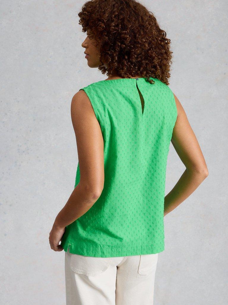 Paradise Organic Cotton Vest in BRT GREEN - MODEL BACK