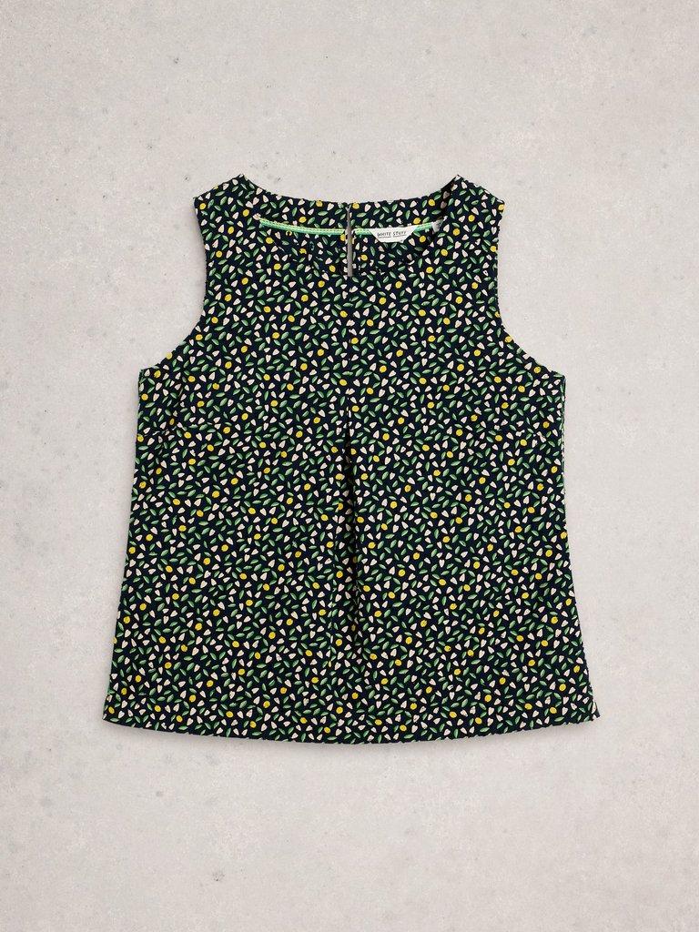 Paradise Organic Cotton Vest in NAVY MULTI - FLAT FRONT