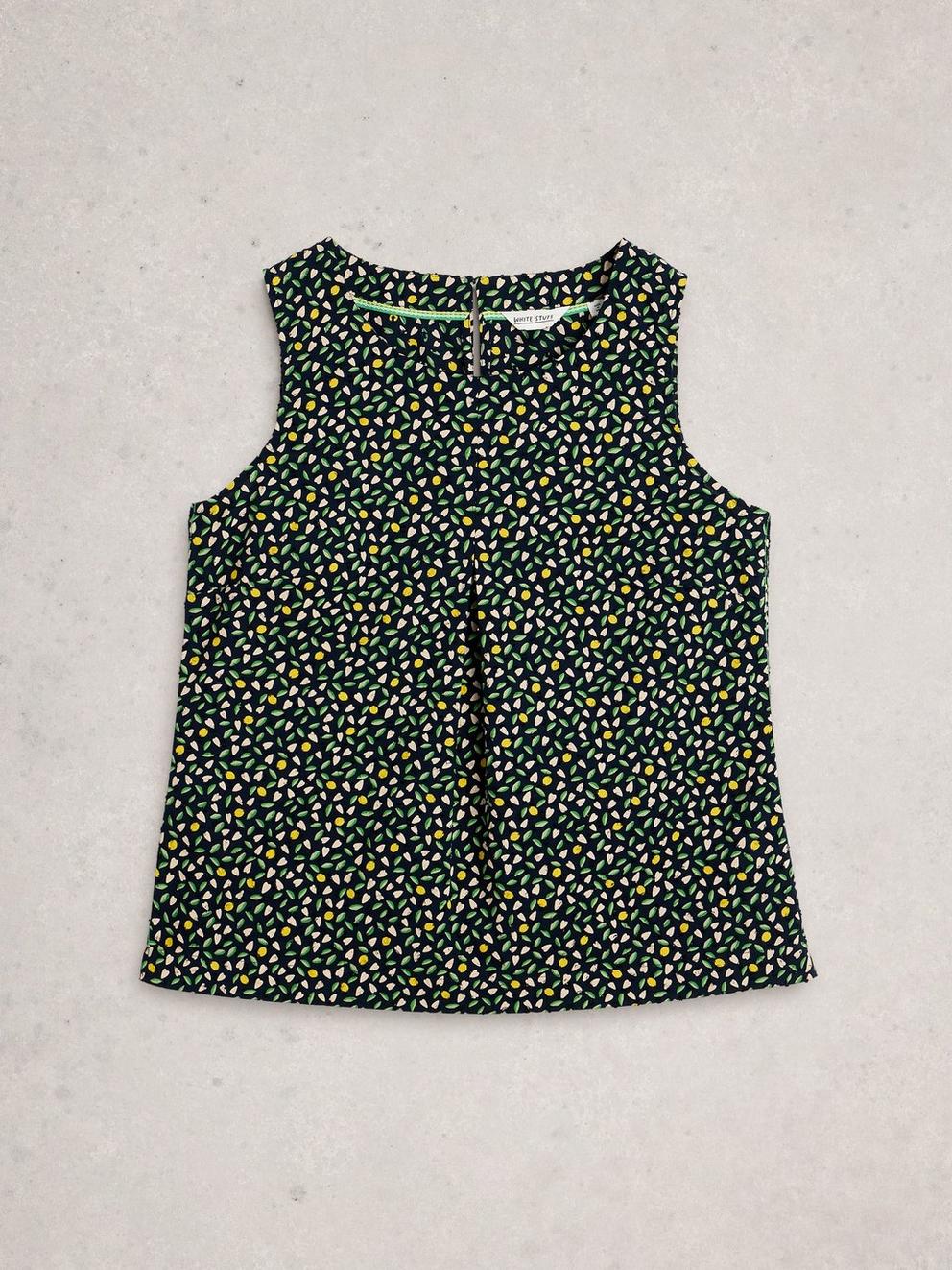 Paradise Organic Cotton Vest in NAVY MULTI - FLAT FRONT