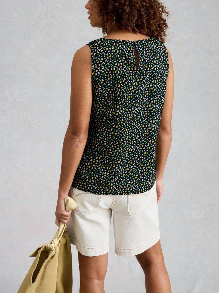 Paradise Organic Cotton Vest in NAVY MULTI - MODEL BACK