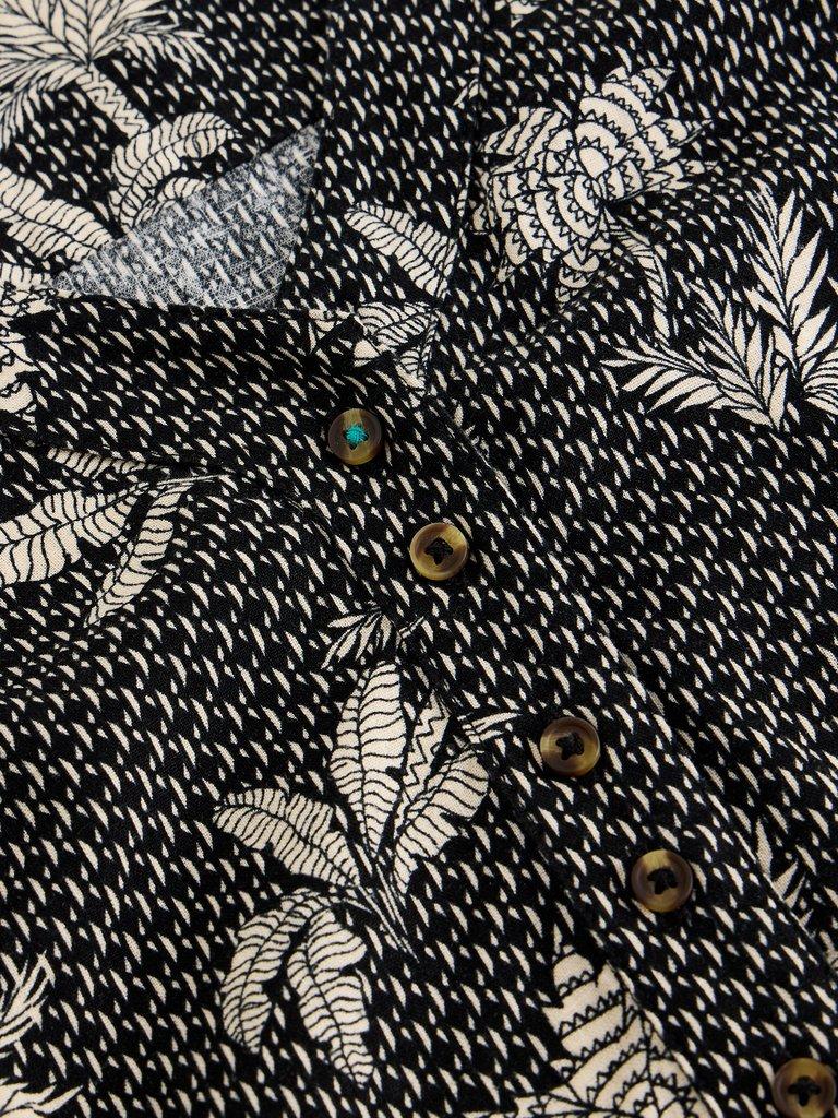 Val Linen Blend Midi Dress in BLK PR - FLAT DETAIL