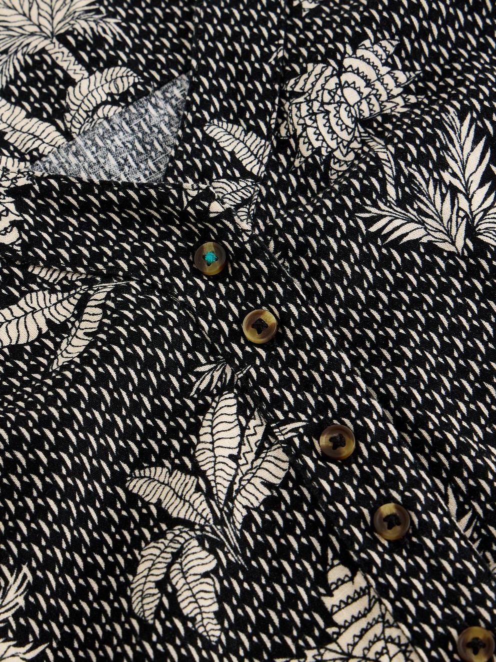Val Linen Blend Midi Dress in BLK PR - FLAT DETAIL