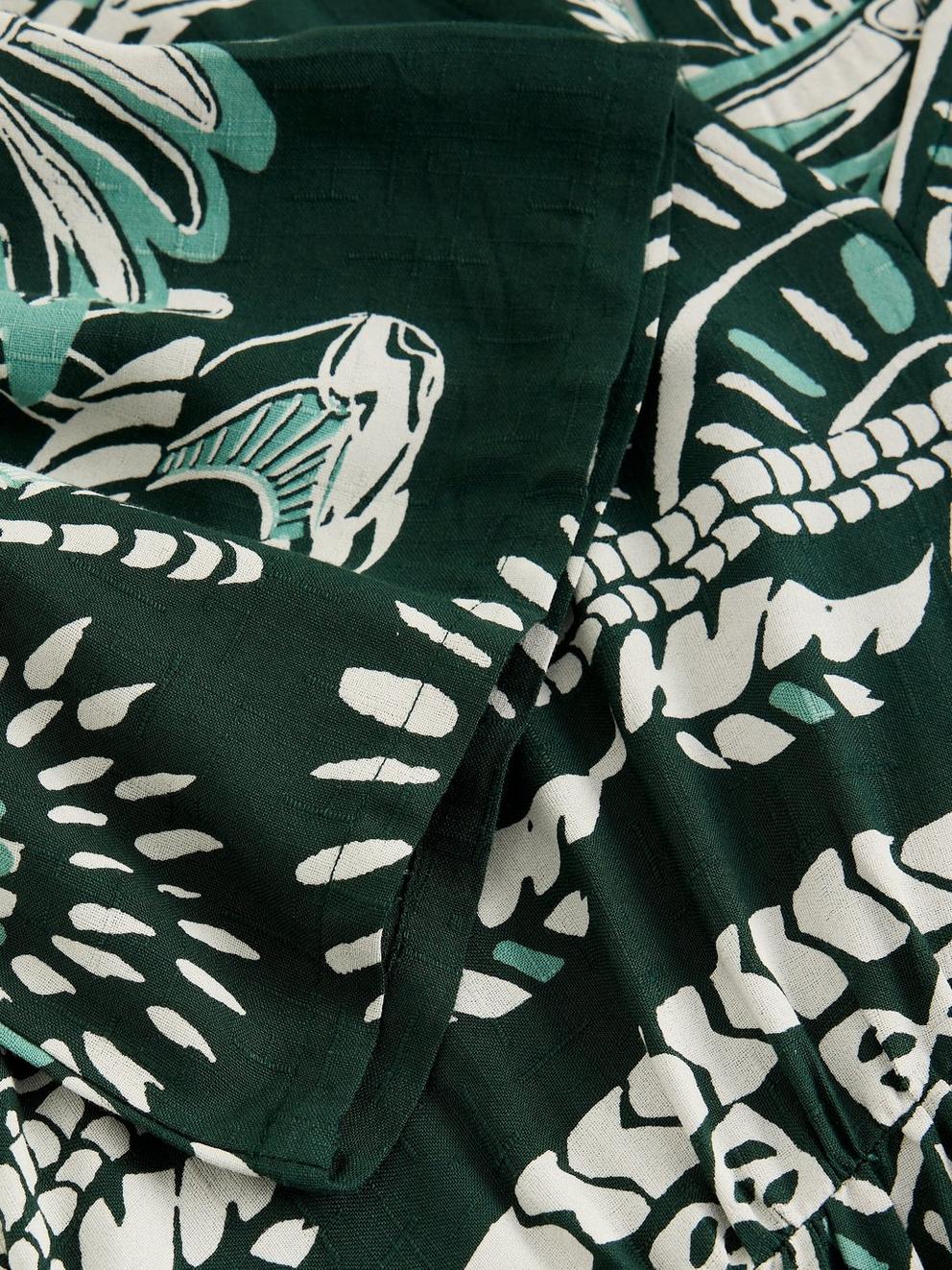 Lucy Printed Midi Dress in GREEN MLT - FLAT DETAIL
