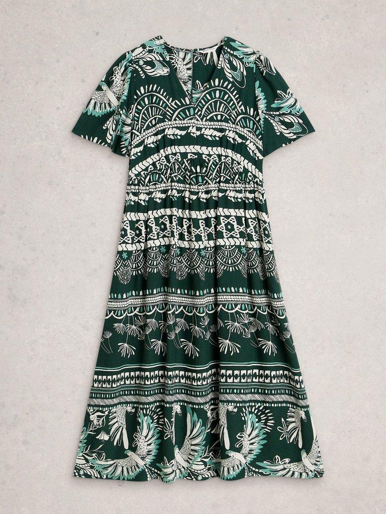 Lucy Printed Midi Dress in GREEN MLT - FLAT FRONT