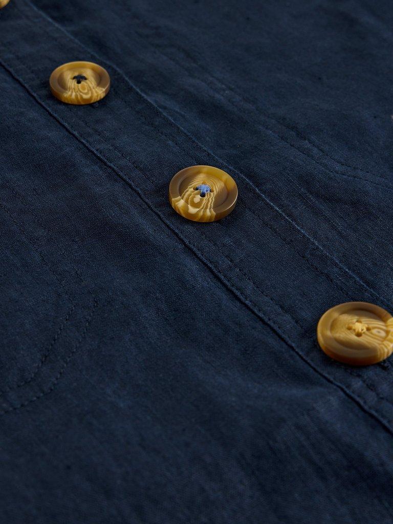 Millie Linen Shift Dress in DARK NAVY - FLAT DETAIL