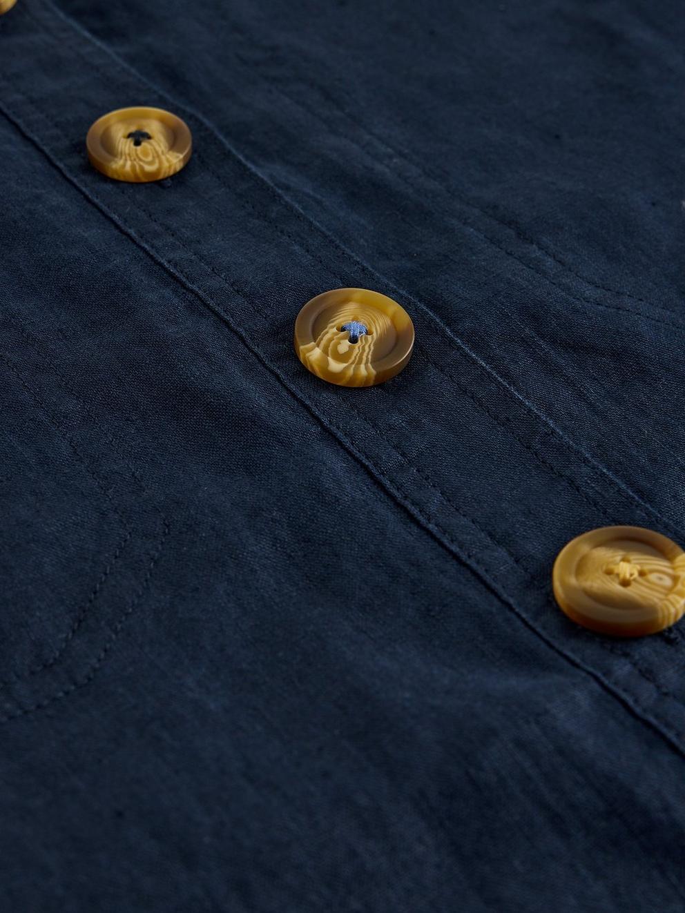 Millie Linen Shift Dress in DARK NAVY - FLAT DETAIL