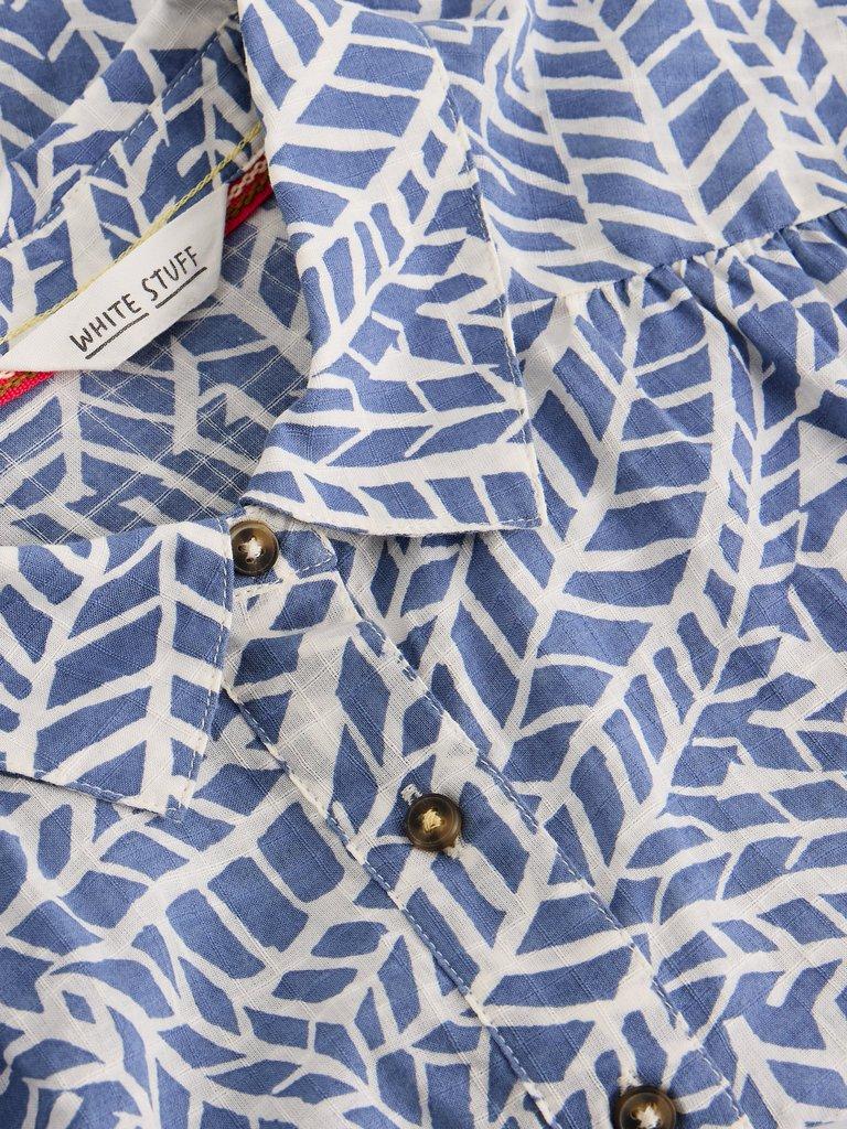 Orla Button Through Shirt in BLUE PR - FLAT DETAIL