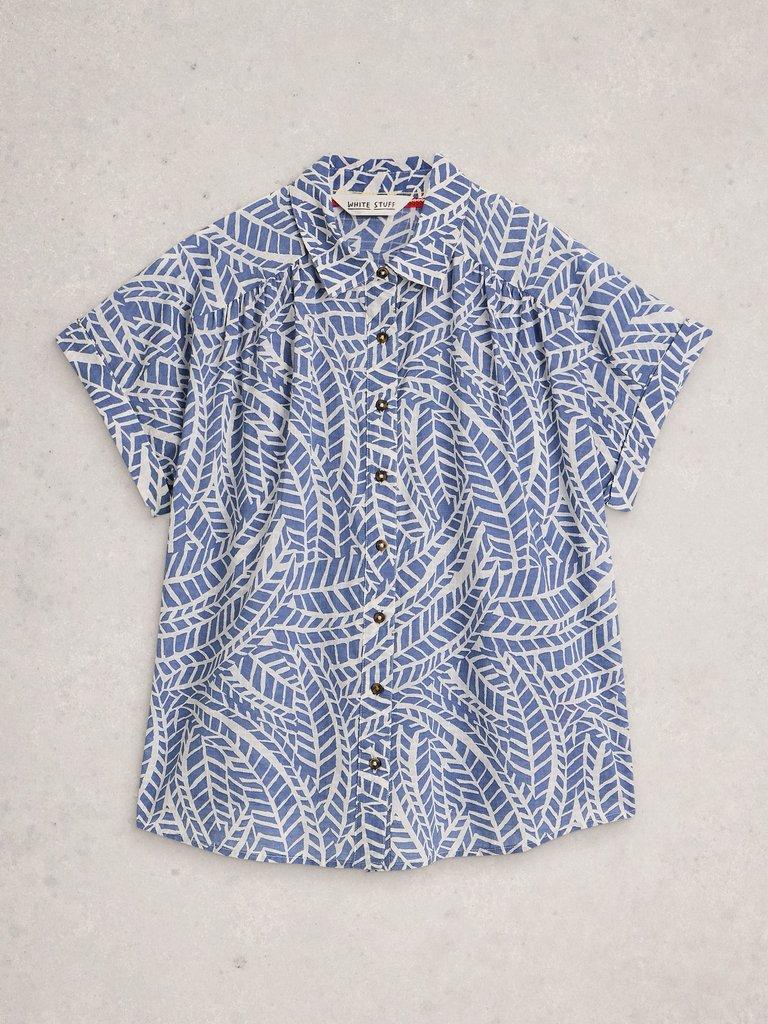 Orla Button Through Shirt in BLUE PR - FLAT FRONT