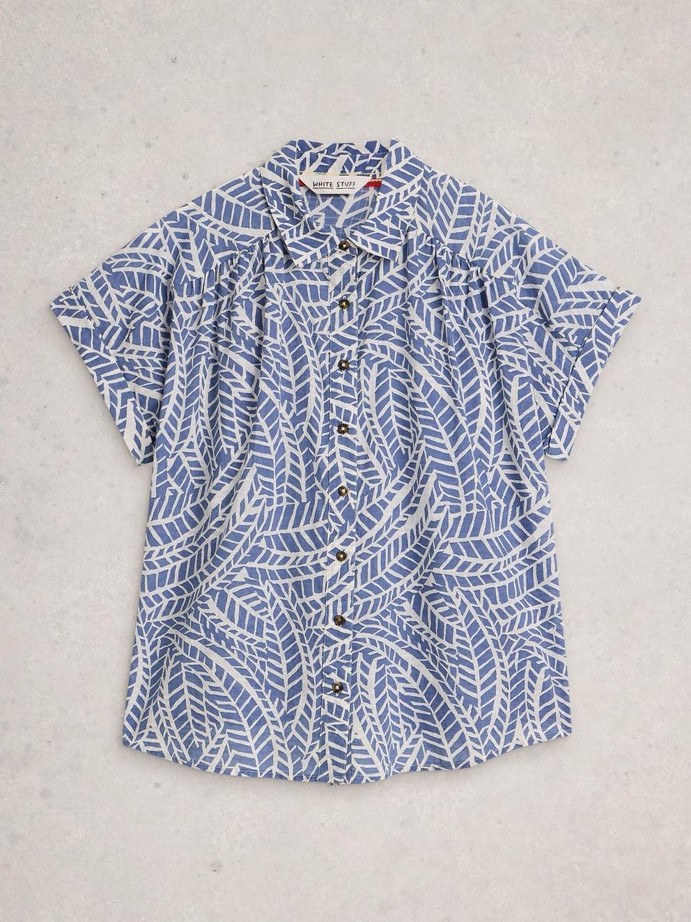 Orla Button Through Shirt in BLUE PR - FLAT FRONT