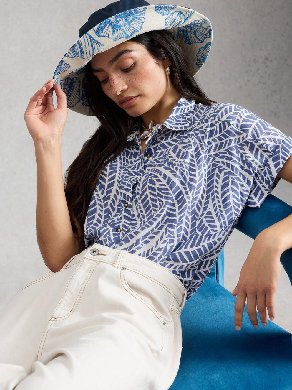 Orla Button Through Shirt in BLUE PR - LIFESTYLE