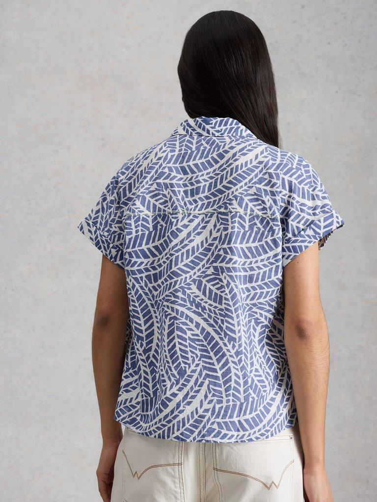 Orla Button Through Shirt in BLUE PR - MODEL BACK