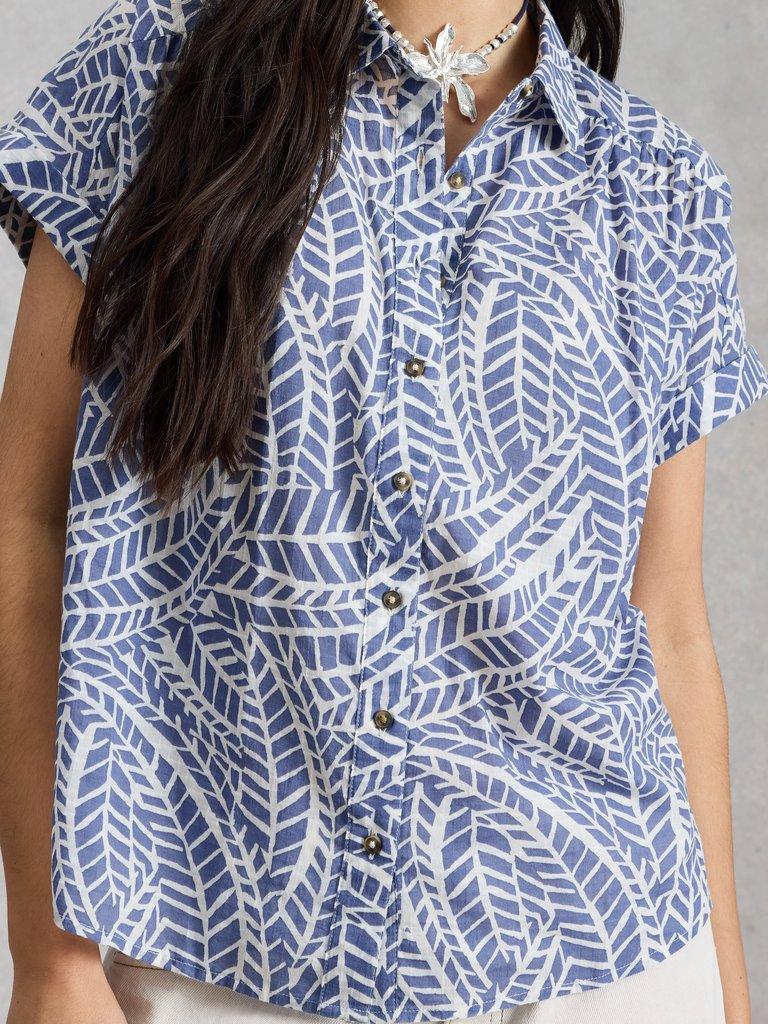 Orla Button Through Shirt in BLUE PR - MODEL DETAIL