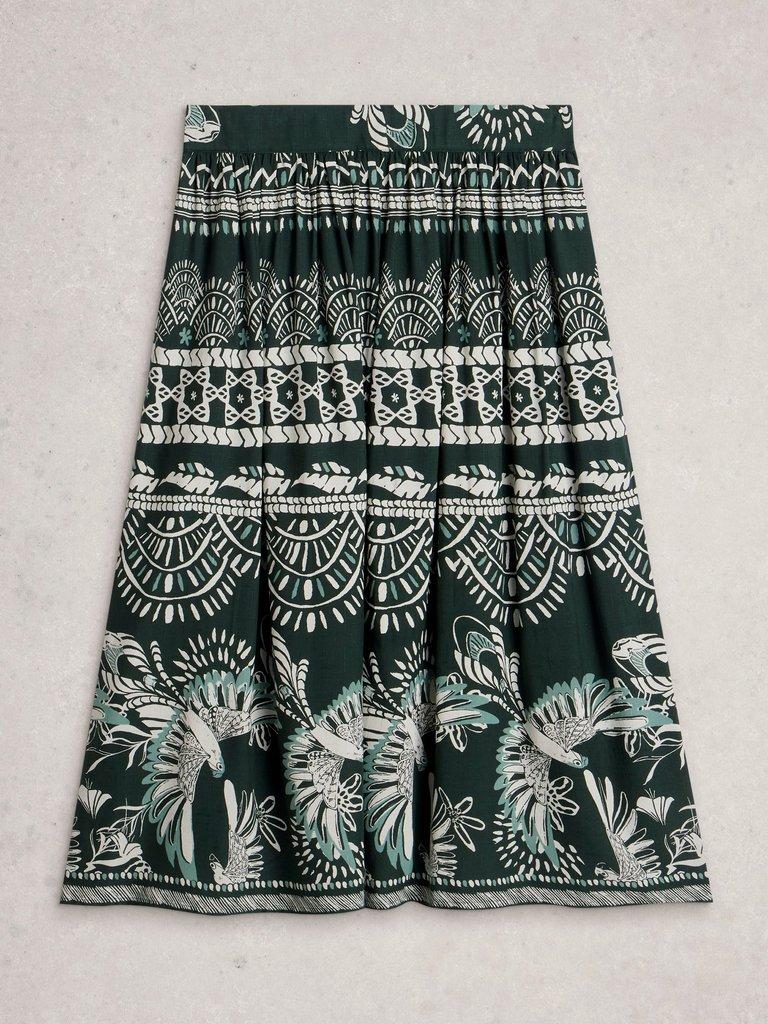 Abigail Midi Print Skirt in GREEN MLT - FLAT FRONT