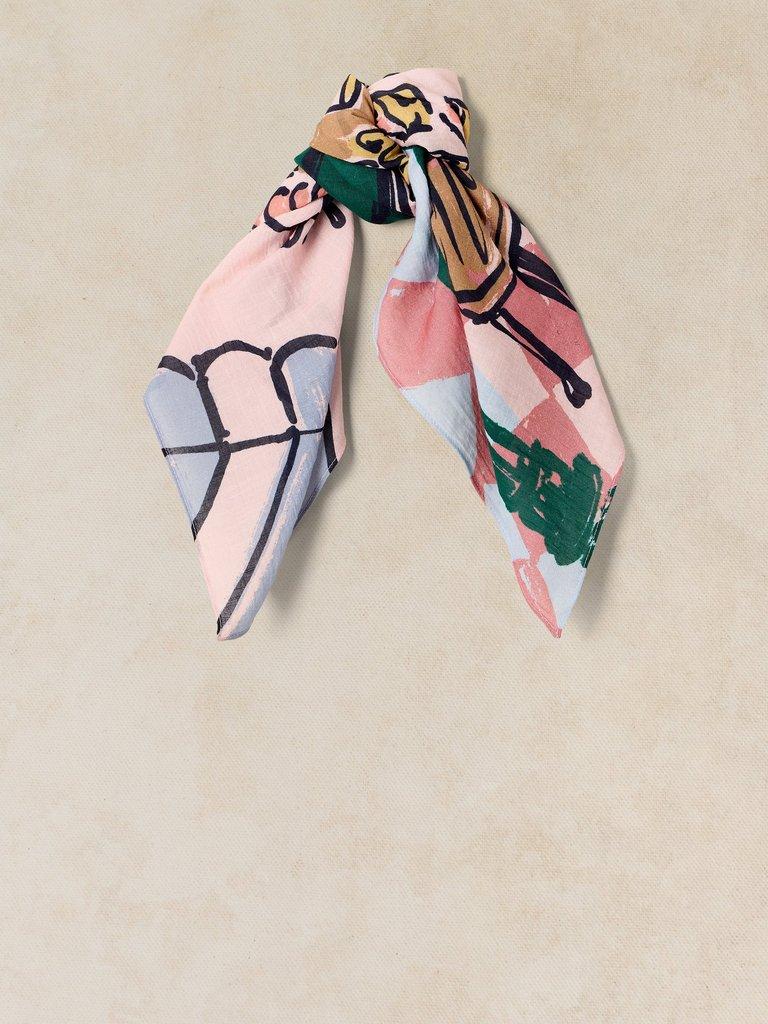 EMILY SQUARE PRINTED SCARF in BLUE MLT - FLAT BACK