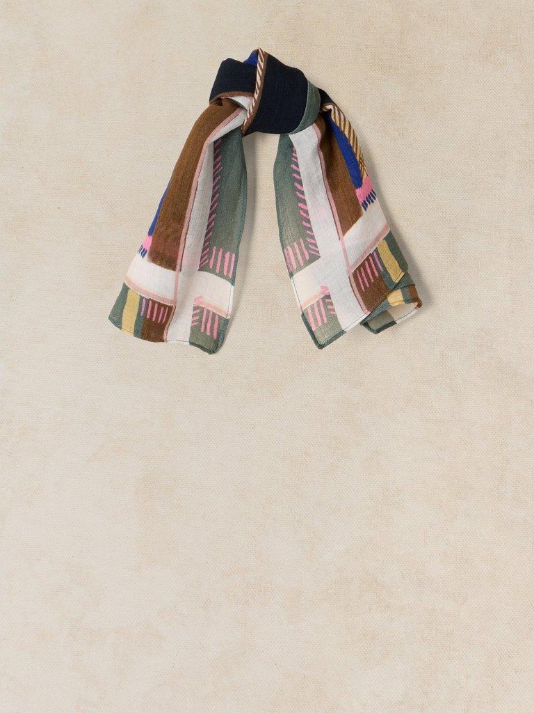 EMILY SQUARE PRINTED SCARF in NAVY PR - FLAT BACK