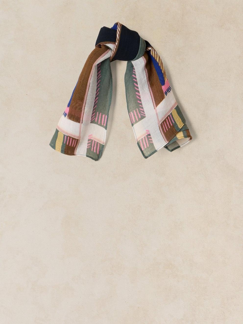 EMILY SQUARE PRINTED SCARF in NAVY PR - FLAT BACK
