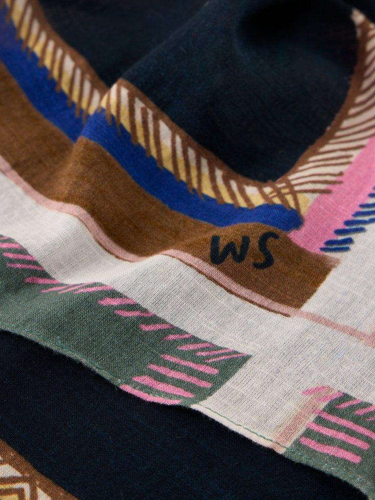 EMILY SQUARE PRINTED SCARF in NAVY PR - FLAT DETAIL