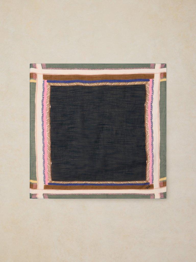 EMILY SQUARE PRINTED SCARF in NAVY PR - FLAT FRONT