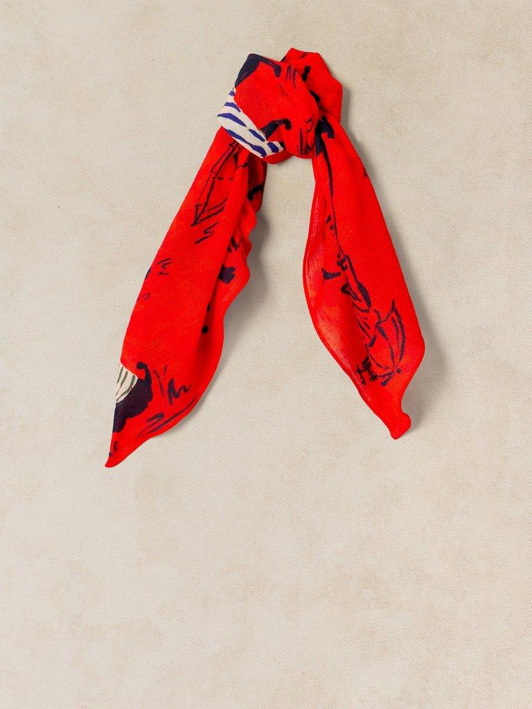 EMILY SQUARE PRINTED SCARF in RED MLT - FLAT BACK