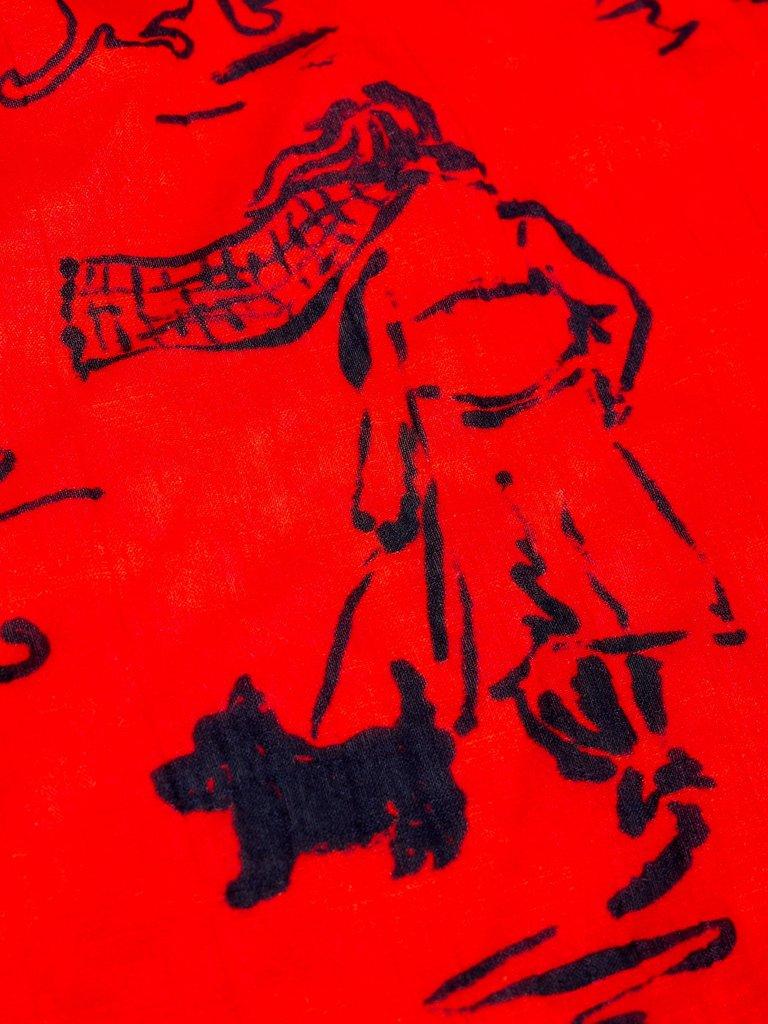 EMILY SQUARE PRINTED SCARF in RED MLT - FLAT DETAIL