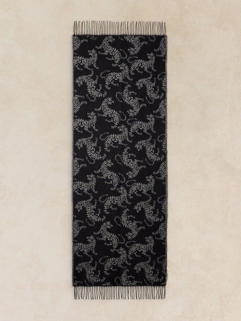 MIDWEIGHT PATTERN SCARF  in BLK PR - FLAT BACK