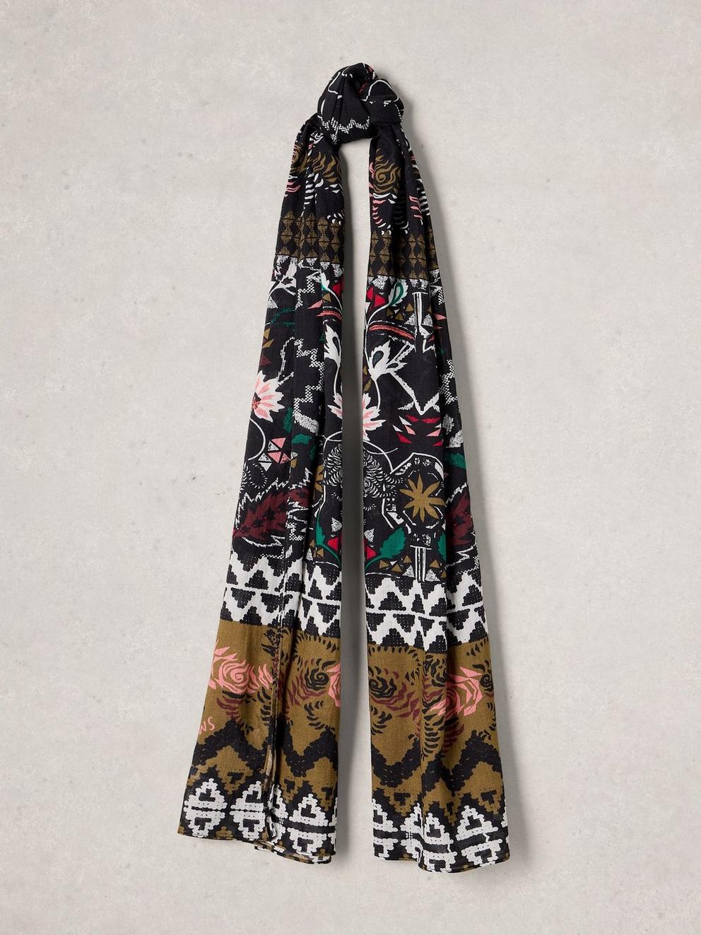 CALLIE PRINTED SCARF in BLK PR - FLAT FRONT