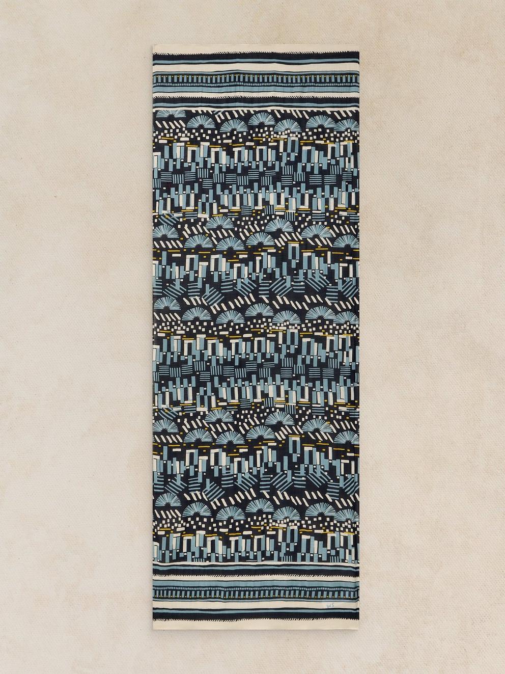 CALLIE PRINTED SCARF in BLUE PR - FLAT BACK