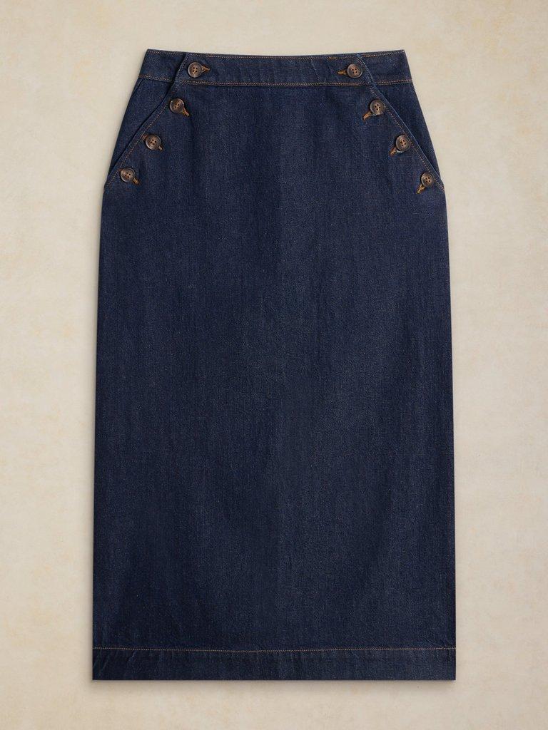 REESE DENIM MAXI SKIRT in DK DENIM - FLAT FRONT