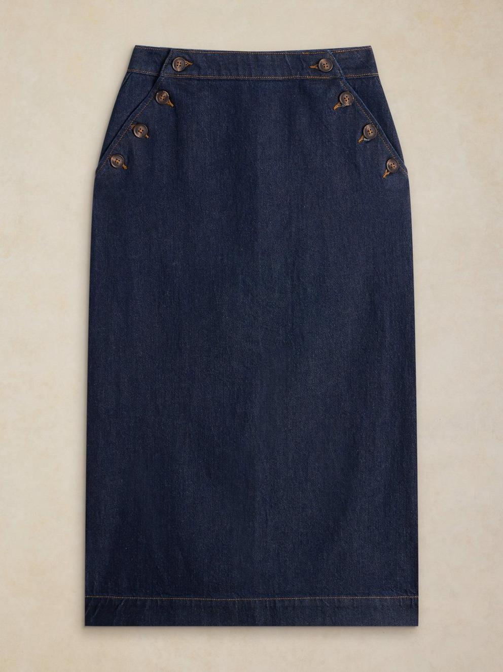 REESE DENIM MAXI SKIRT in DK DENIM - FLAT FRONT
