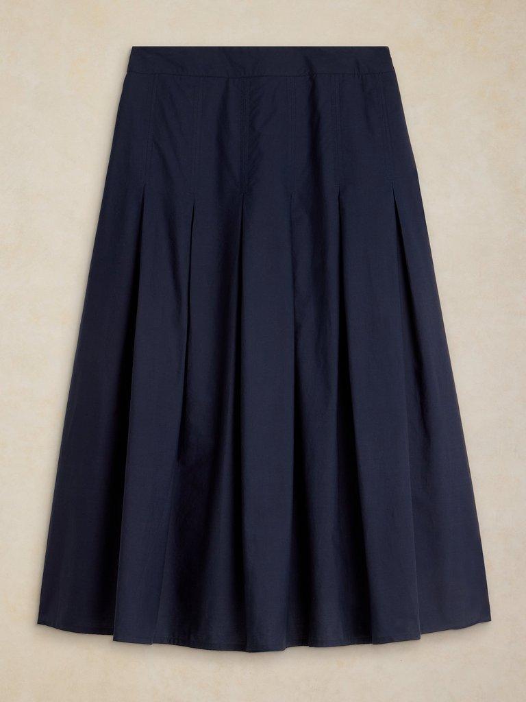 MARLOWE MIDI  SKIRT in DARK NAVY - FLAT FRONT