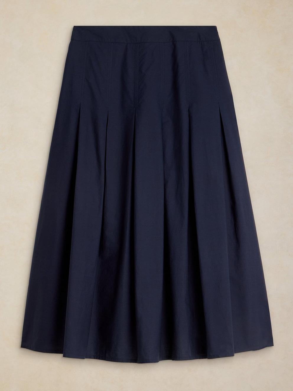 MARLOWE MIDI  SKIRT in DARK NAVY - FLAT FRONT