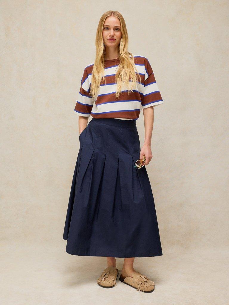 MARLOWE MIDI  SKIRT in DARK NAVY - LIFESTYLE
