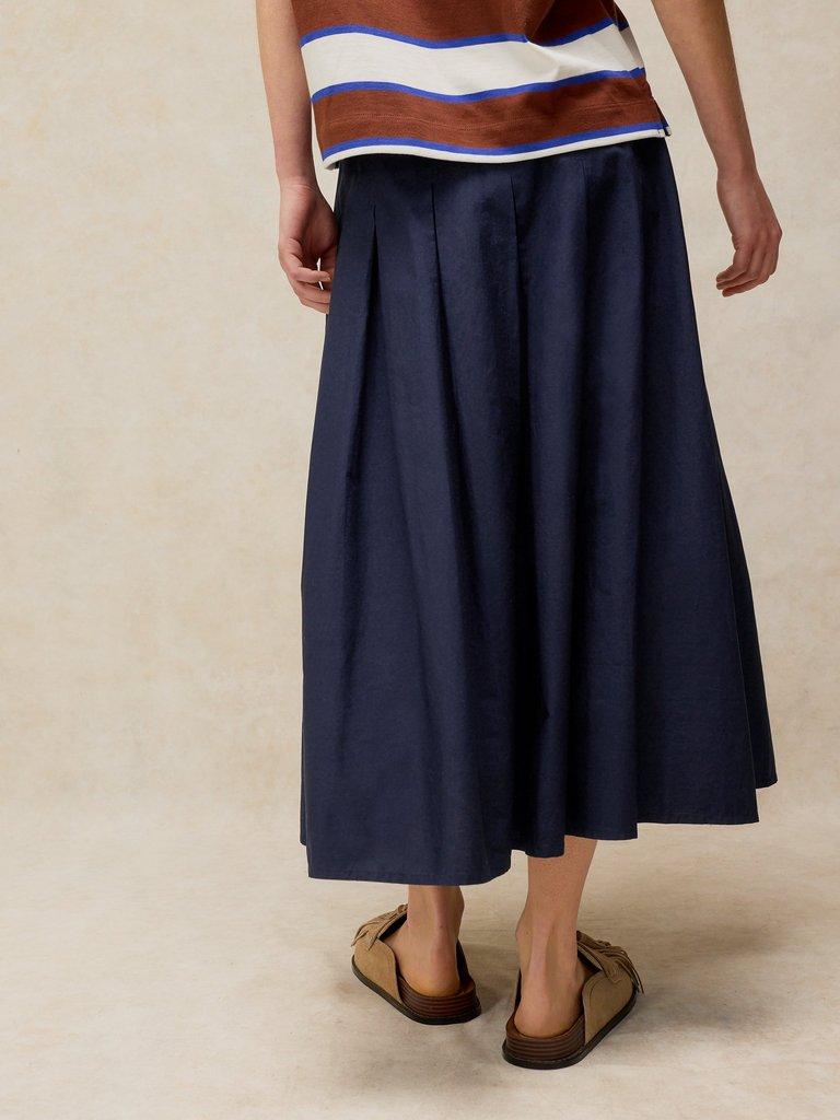 MARLOWE MIDI  SKIRT in DARK NAVY - MODEL BACK