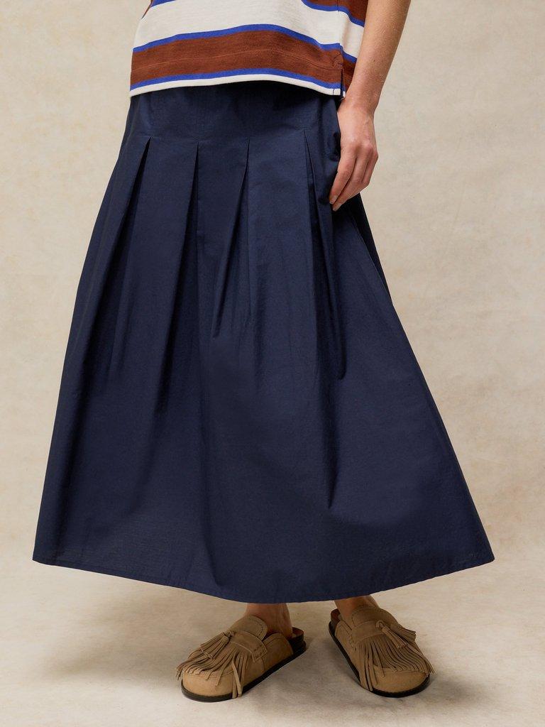 MARLOWE MIDI  SKIRT in DARK NAVY - MODEL FRONT