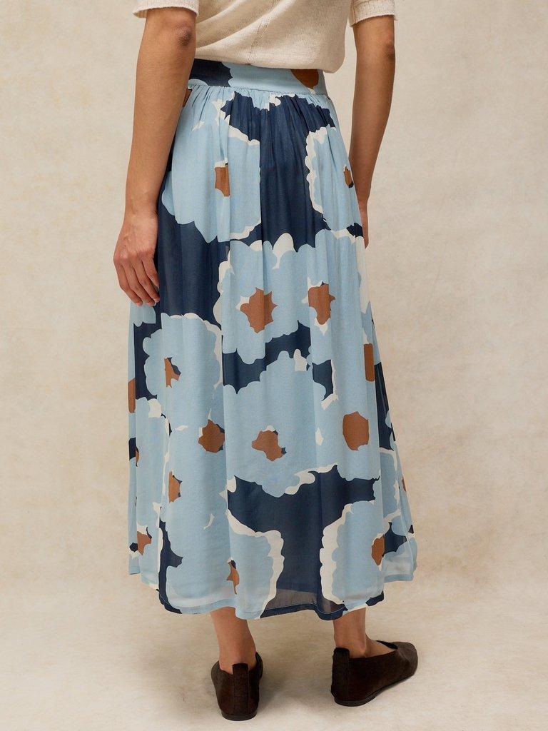 LEELA MAXI SKIRT in BLUE MLT - MODEL BACK
