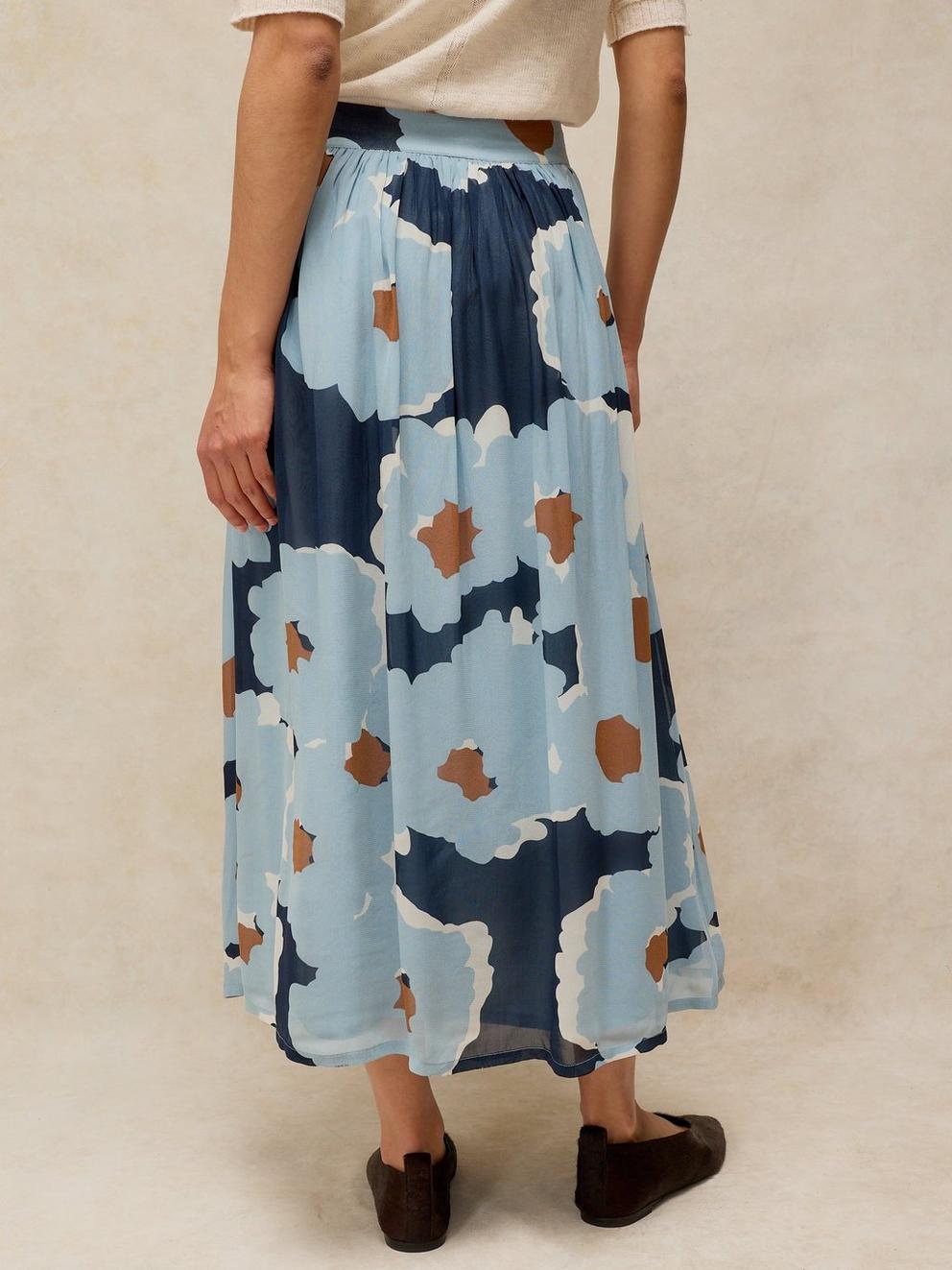 LEELA MAXI SKIRT in BLUE MLT - MODEL BACK